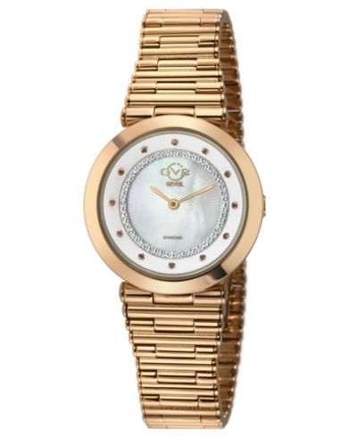 GV2 by Gevril Women's Burano Swiss Quartz Diamond IP Stainless Steel Bracelet Watch