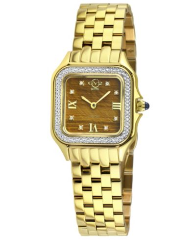 GV2 by Gevril Women's Milan Swiss Quartz Diamond IP Stainless Steel Bracelet Watch