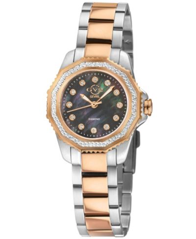 GV2 by Gevril Женские часы Cortina Swiss Quartz Diamond Two tone IPRG/SS Stainless Steel Bracelet