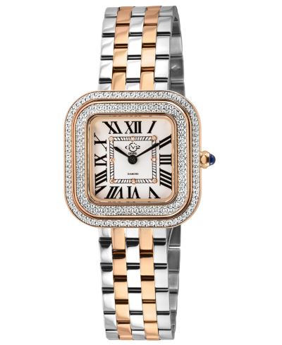 GV2 by Gevril Women's Bellagio Swiss Quartz Diamond Two toned SS IPRG Stainless Steel Bracelet Watch