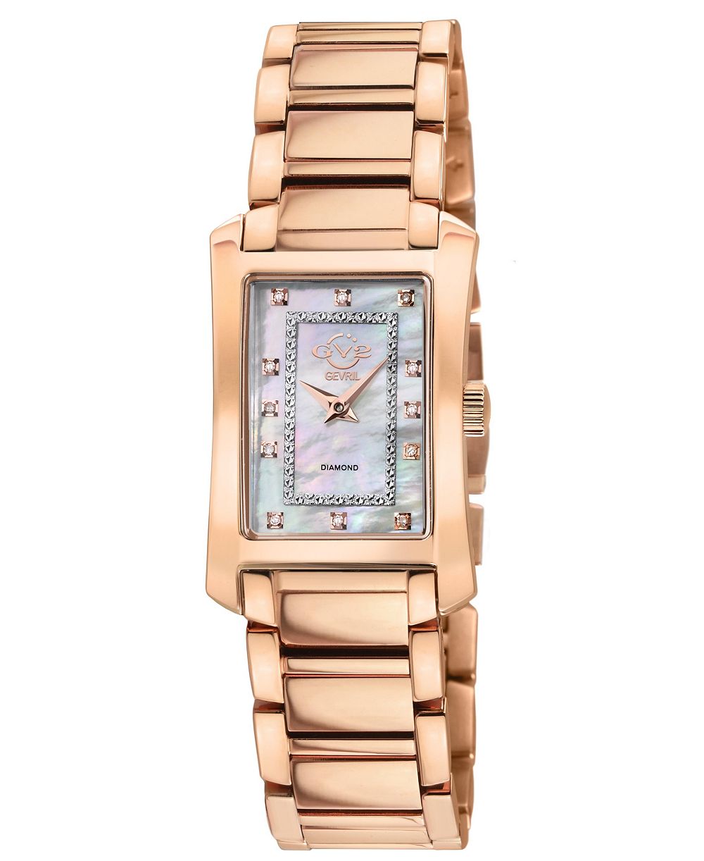 Женские часы GV2 by Gevril Luino Swiss Quartz Diamond IP Stainless Steel Bracelet Watch