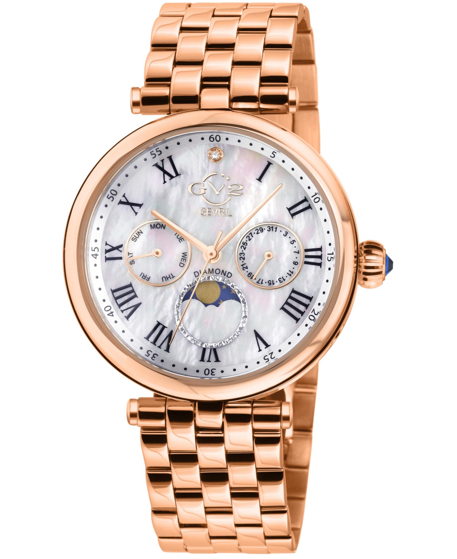 Женские наручные часы GV2 by Gevril Florence Swiss Quartz Diamond IP Stainless Steel Bracelet Watch