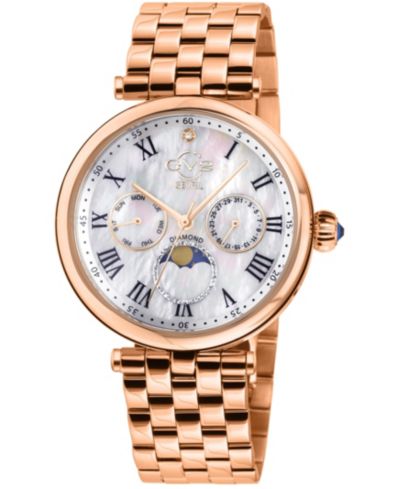 Женские наручные часы GV2 by Gevril Florence Swiss Quartz Diamond IP Stainless Steel Bracelet Watch