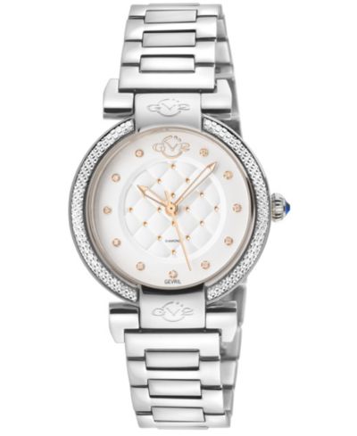 Женские часы GV2 by Gevril Berletta Swiss Quartz Diamond Silver Stainless Steel
