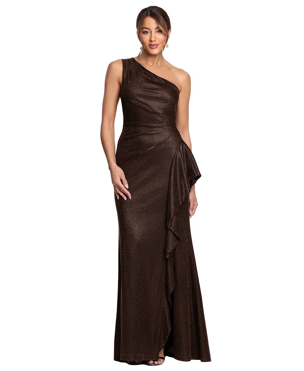 Платье XSCAPE Petite Glitter Galaxy One-Shoulder Ruched