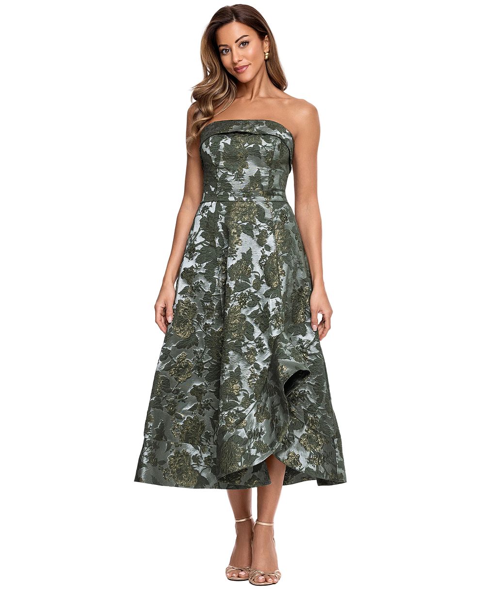 Женское платье XSCAPE Petite Strapless A-Line Metallic Brocade Floral Gown