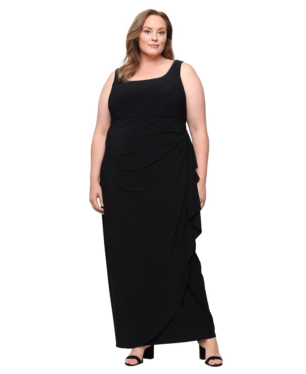 Alex Evenings Plus Size Jacket and Scoop Neck Ball Gown, 2-Piece Set