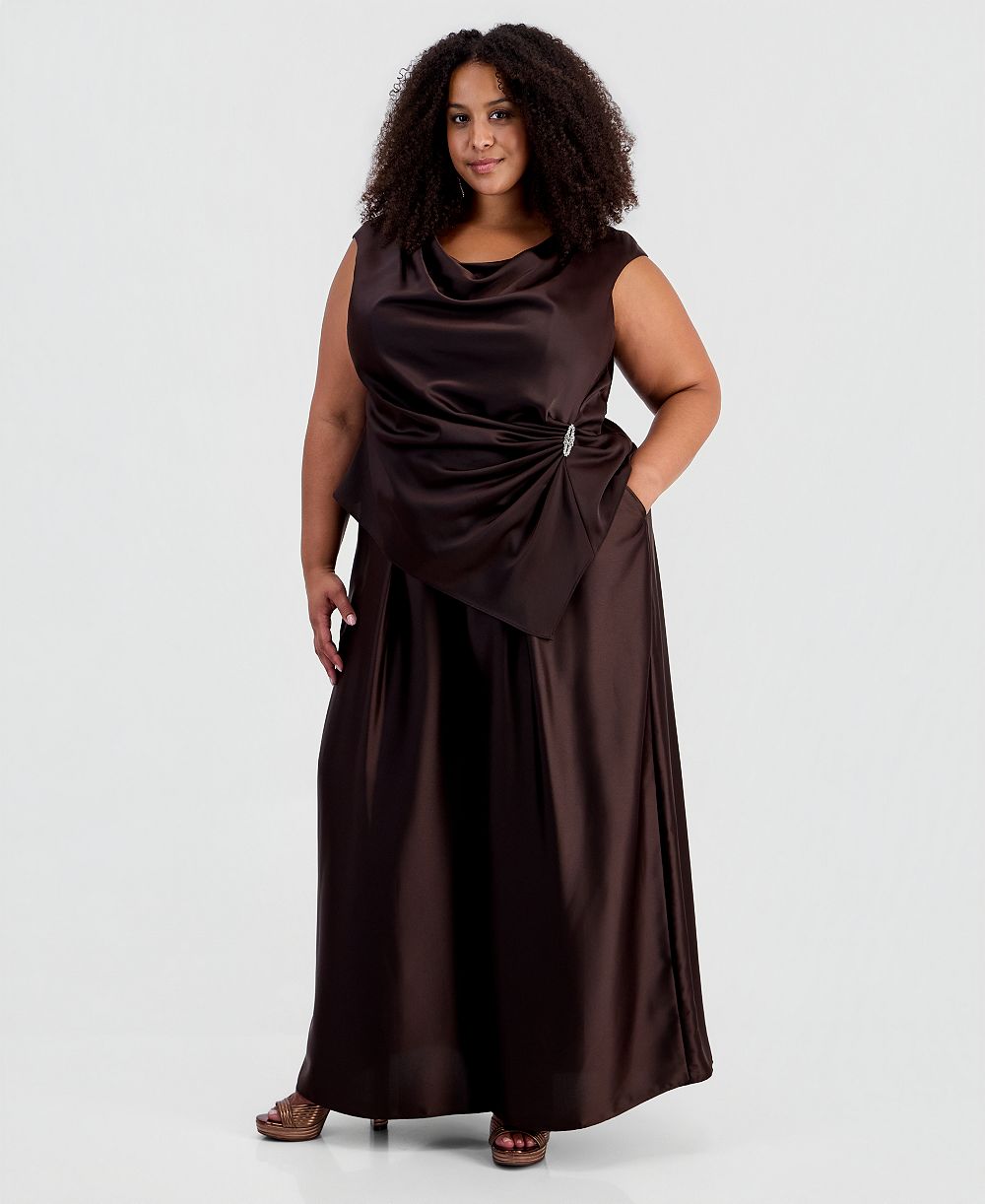 Muse Plus Size Asymmetrical Draped Top