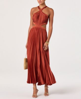 ASTR the Label Women's Halter Neck Pleated Midi Dress