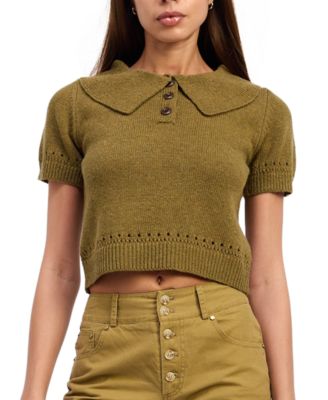En Saison Women's Elin Short-Sleeve Polo Sweater