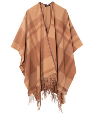 Lauren Ralph Lauren Plaid Fringe Ruana