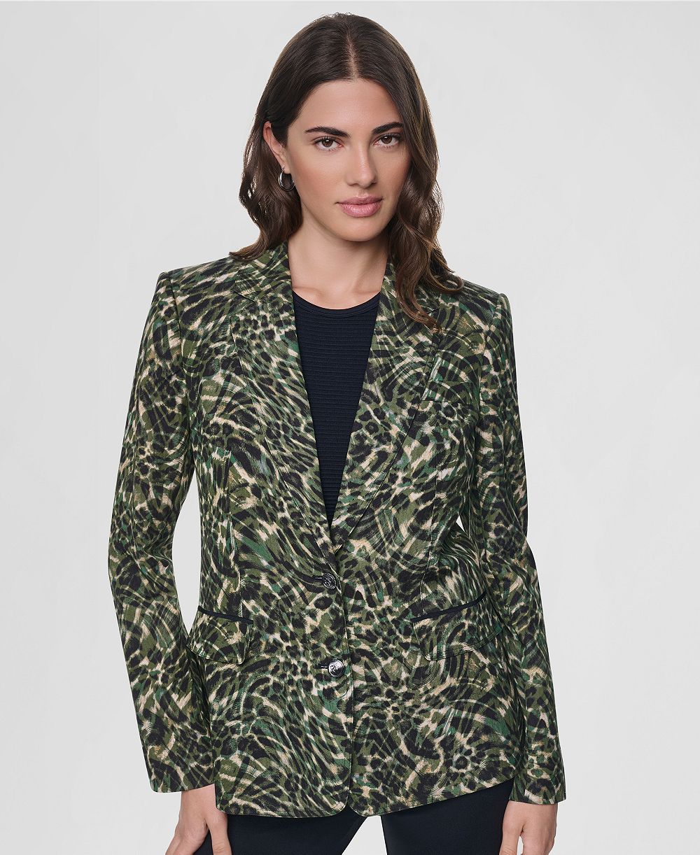DKNY Women's Two-Button Collared & Flap Pockets Jacket