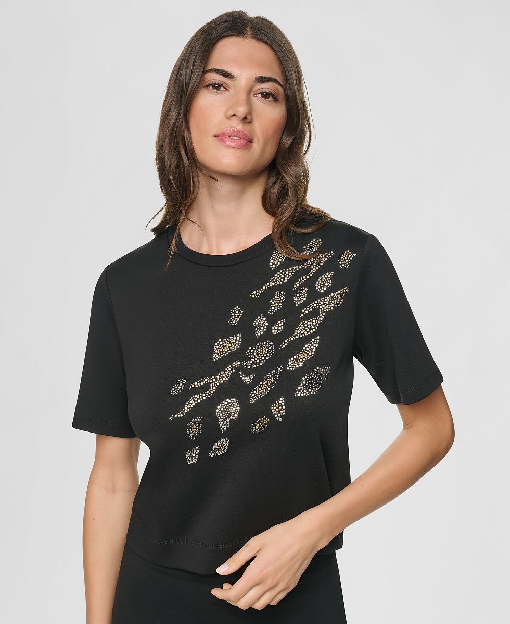 DKNY Женский хлопковый топ с анималистичным принтом
