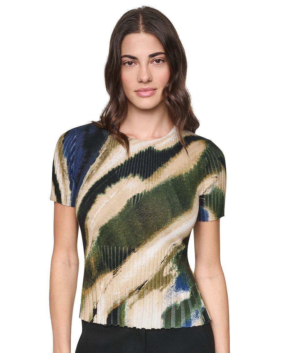 Женский свитер DKNY Printed Rib Knit Crewneck Short-Sleeve
