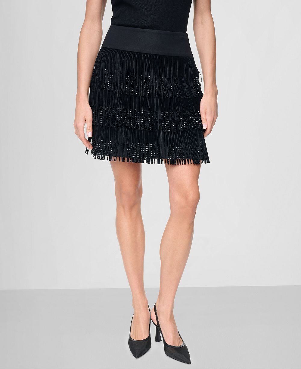 DKNY Женская юбка с бахромой и стразами