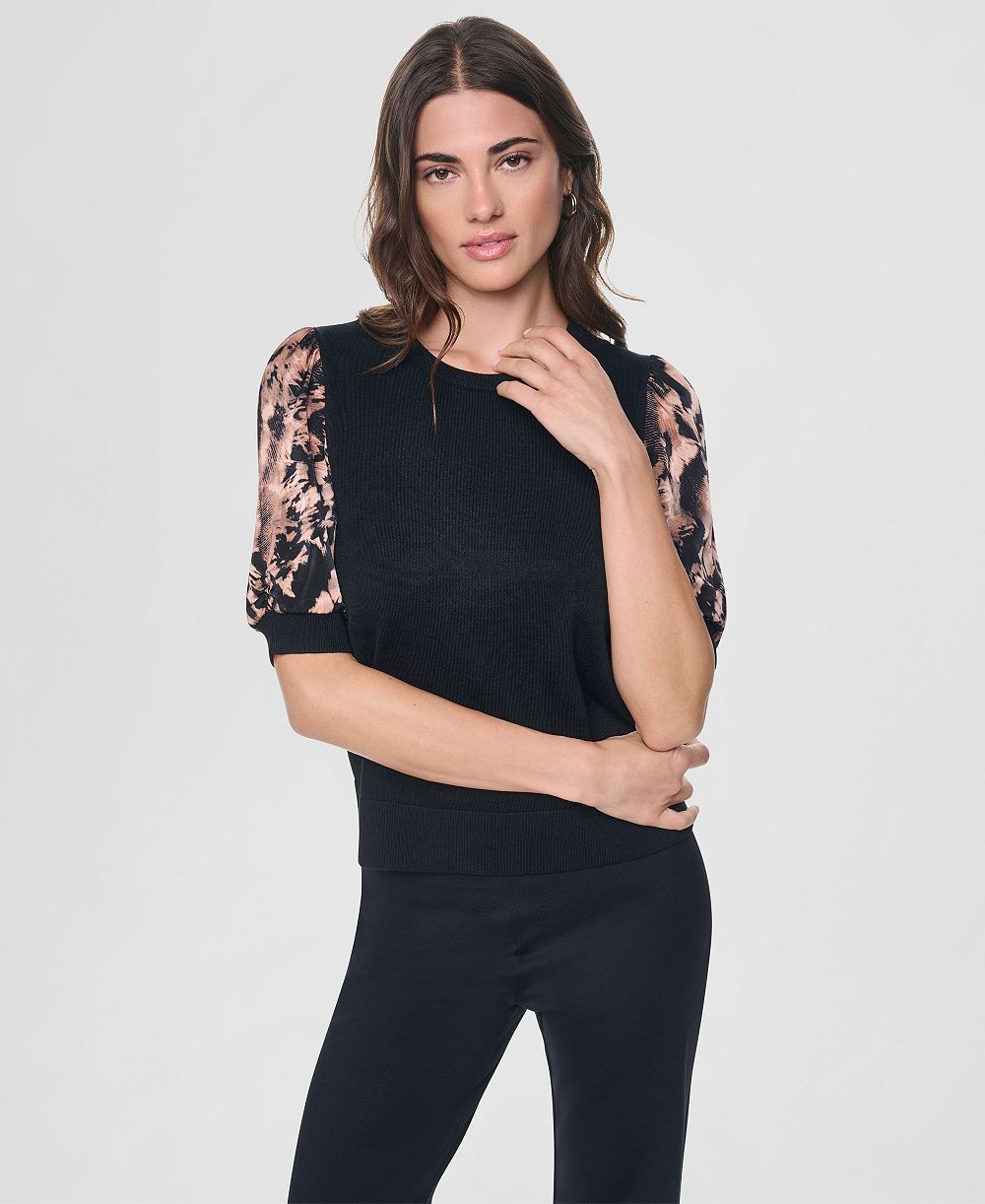 Женский свитер DKNY Printed Twist-Sleeve Mix Media