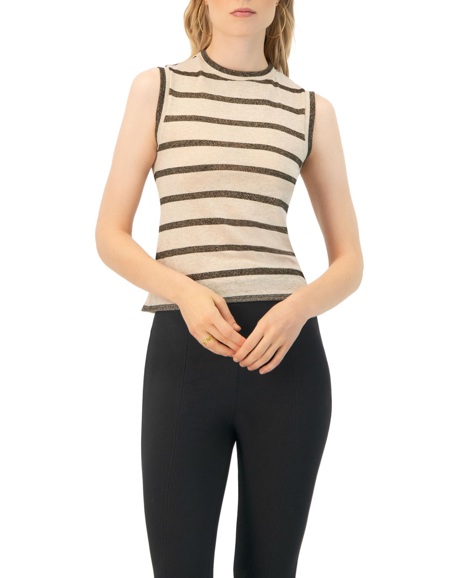 Ivonne Women's Striped Round Neck Blouse