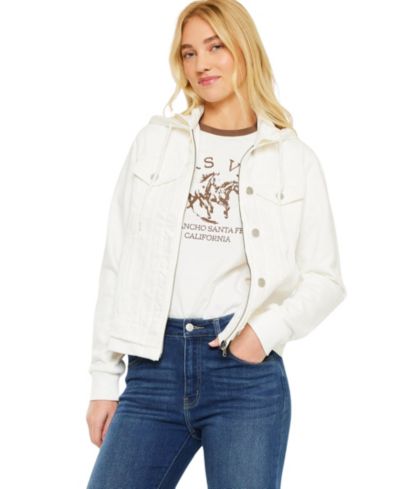 KanCan Women's Eleni Hooded Denim Jacket