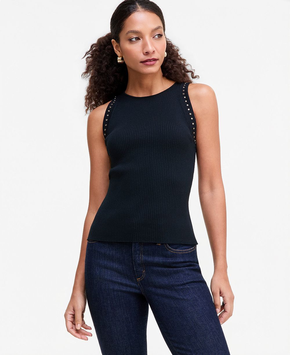 Женская майка I.N.C. International Concepts Studded Ribbed-Knit Boat-Neck Tank
