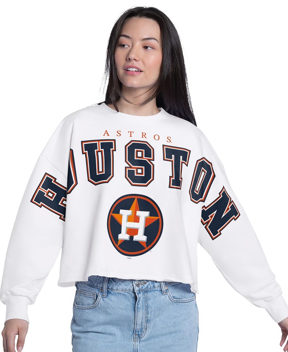 Женская укороченная толстовка G-III 4Her by Carl Banks White Houston Astros Bleachers