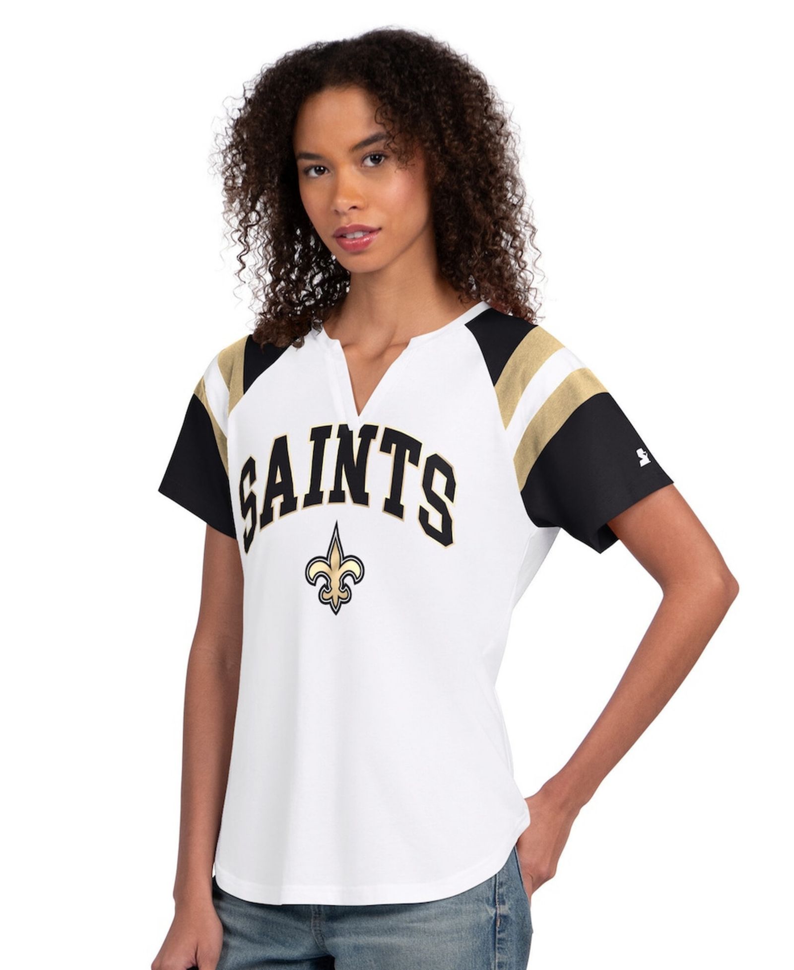 Женская футболка Starter White New Orleans Saints Game On Notch Neck