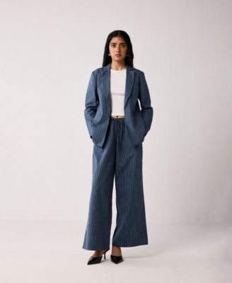 Reistor Women's Wide-leg Drawstring Pants with Stripes