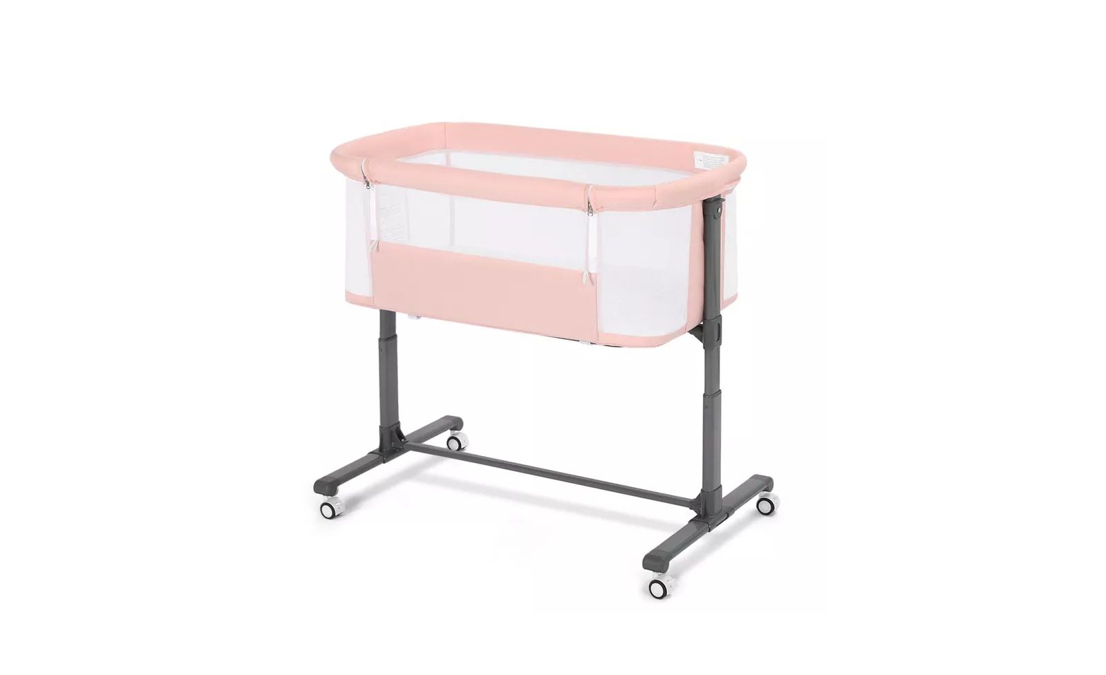 Kinder King Baby Bassinet Bedside Sleeper with Wheels, Adjustable Height and Mesh Sides