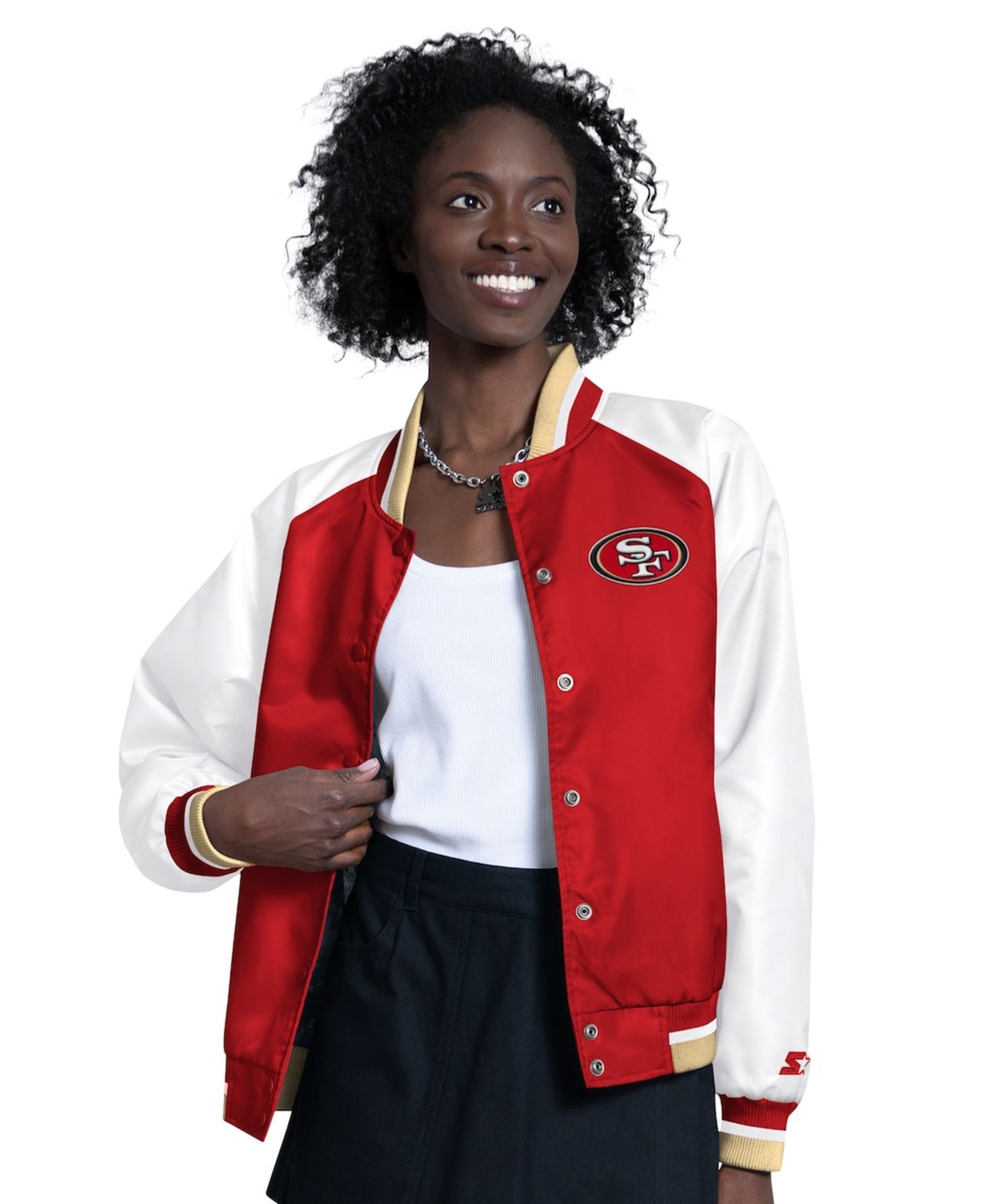 Женская куртка Starter San Francisco 49ers Raglan Blitz Full-Snap, алый/белый
