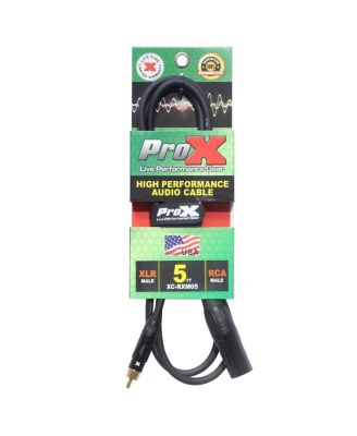 ProX XC-RXM05 5' RCA-M to XLR3-M Unbalanced High Performance Audio Cable