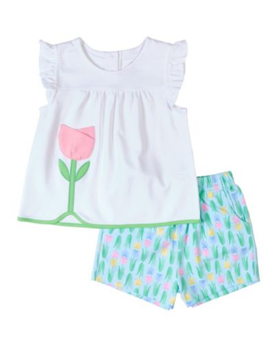 Детский комплект Florence Eiseman Little Girl 4- 6X Printed Knit Tulip Short Set