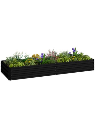 Outsunny Galvanized Raised Garden Bed Metal Planter Box Easy Quick Setup