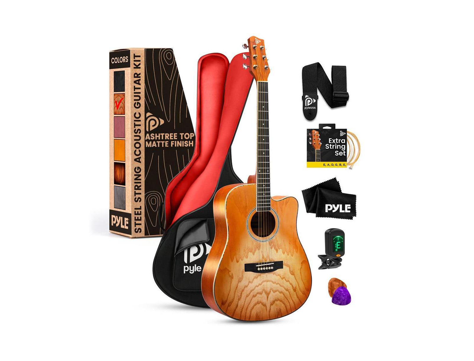 Акустическая гитара Pyle 41 Steel Strings для начинающих и взрослых