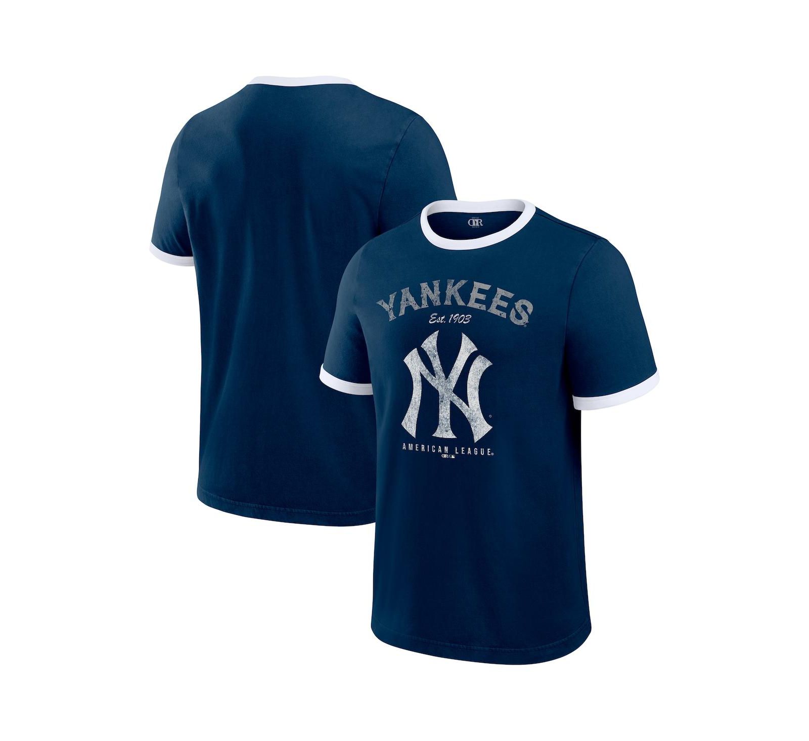 Мужская футболка Fanatics New York Yankees Washed Ringer темно-синего цвета