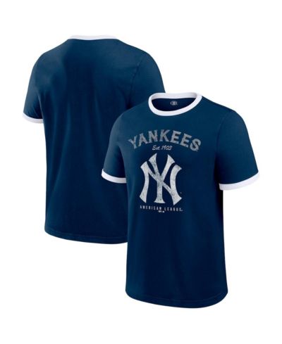 Мужская футболка Fanatics New York Yankees Washed Ringer темно-синего цвета