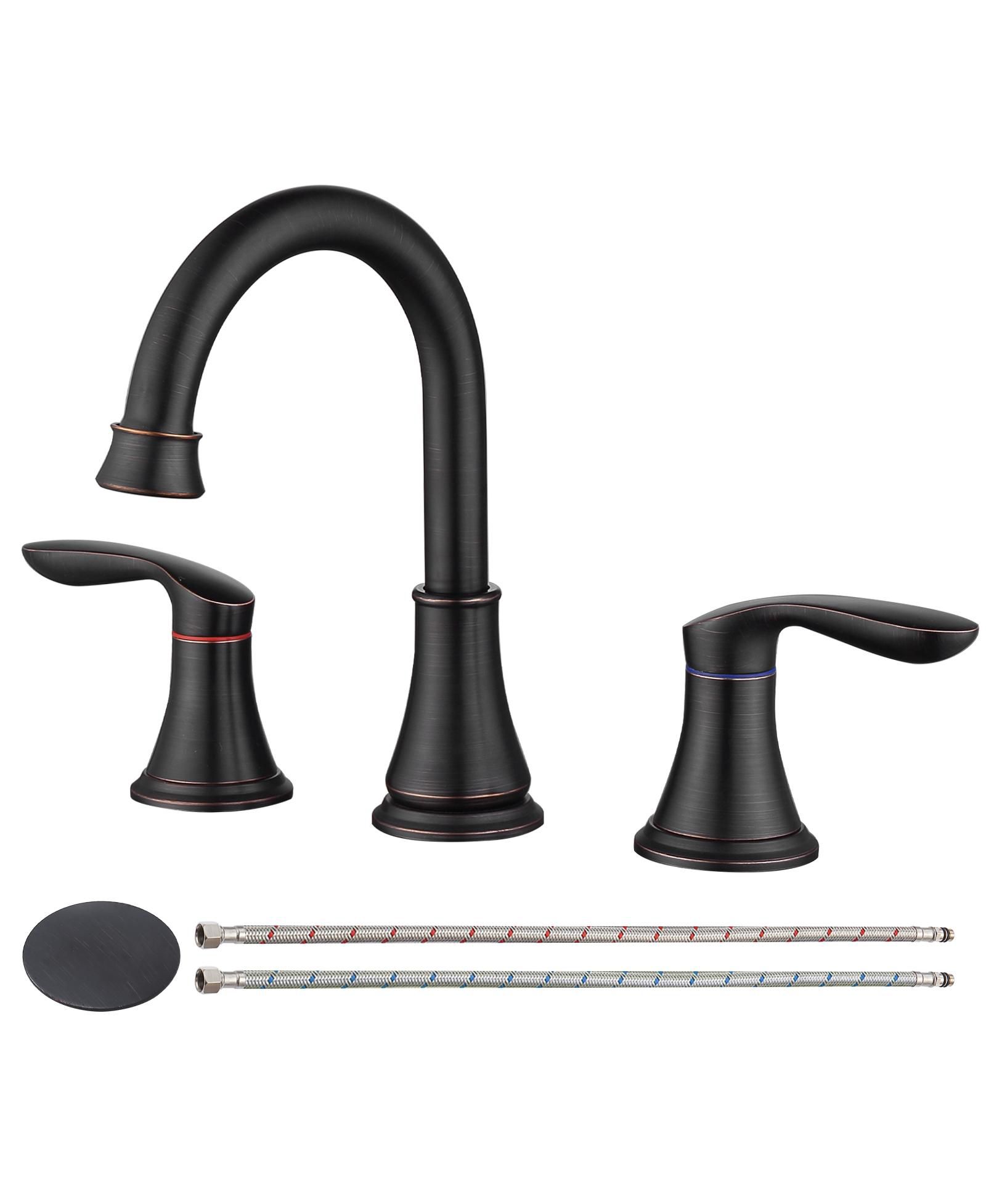 PHYING 2-Handle 8 inch Widespread Bathroom Sink Faucet Matte Black Lavatory Faucet 3 Hole 360degree(s) Swivel Spout Vanity Sink Basin Faucets
