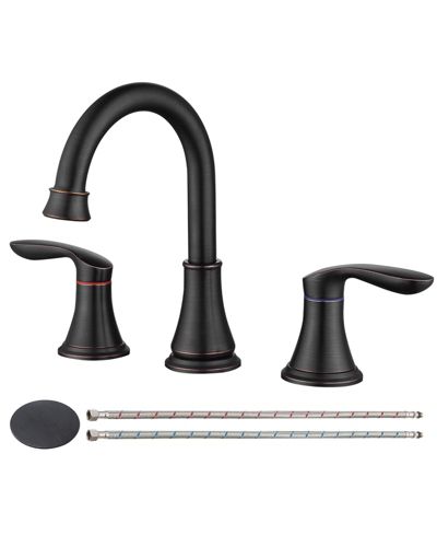 Смеситель для раковины в ванную PHYING 2-Handle 8 inch Widespread Matte Black 360degree(s) Swivel Spout