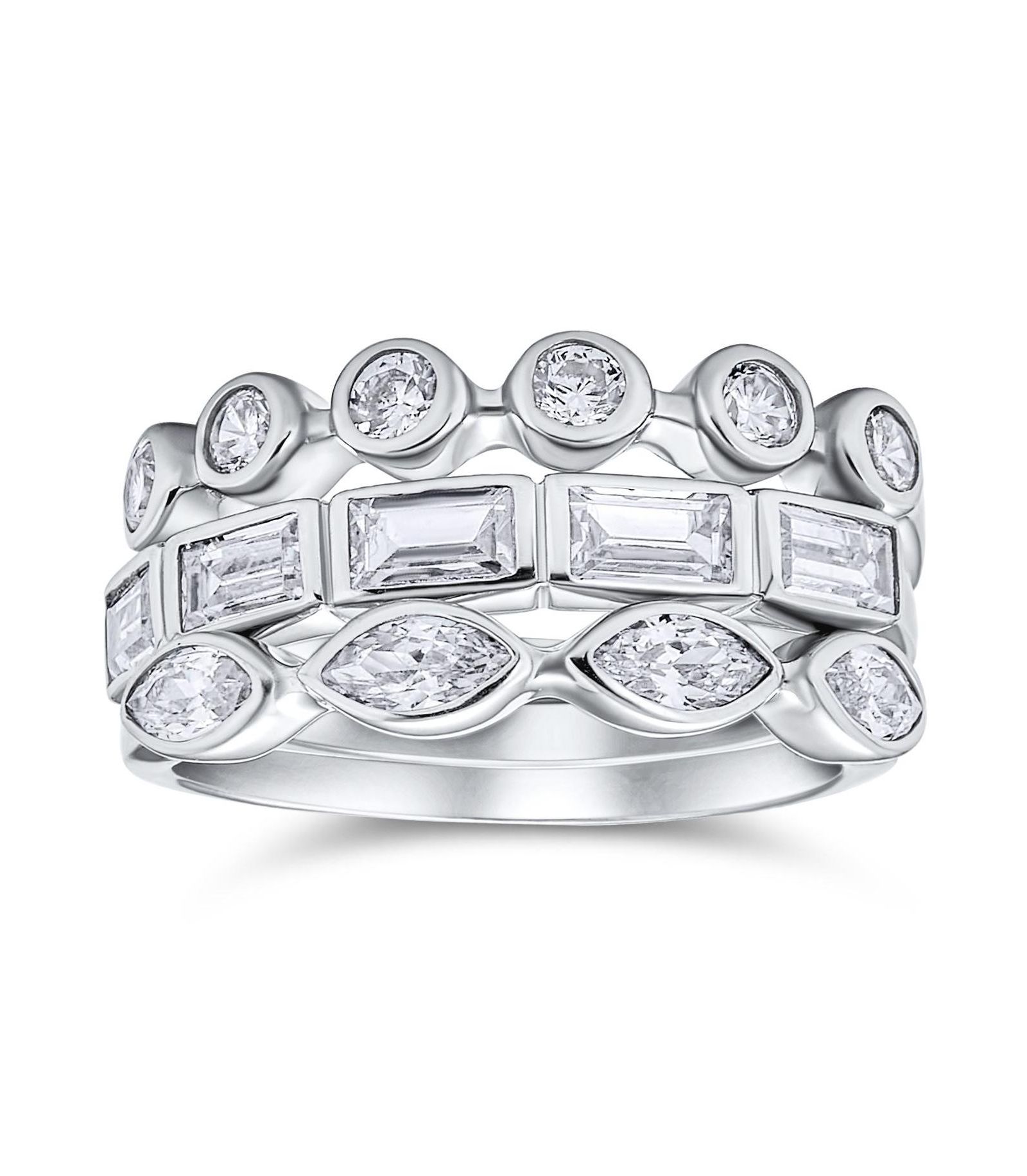 Bling Jewelry Набор колец Eternity из серебра.925 с камнями CZ