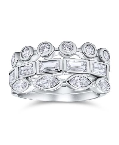 Bling Jewelry Набор колец Eternity из серебра.925 с камнями CZ