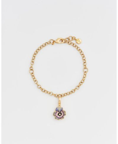 Fable England Pansy and Pearl Collector Charm Bracelet