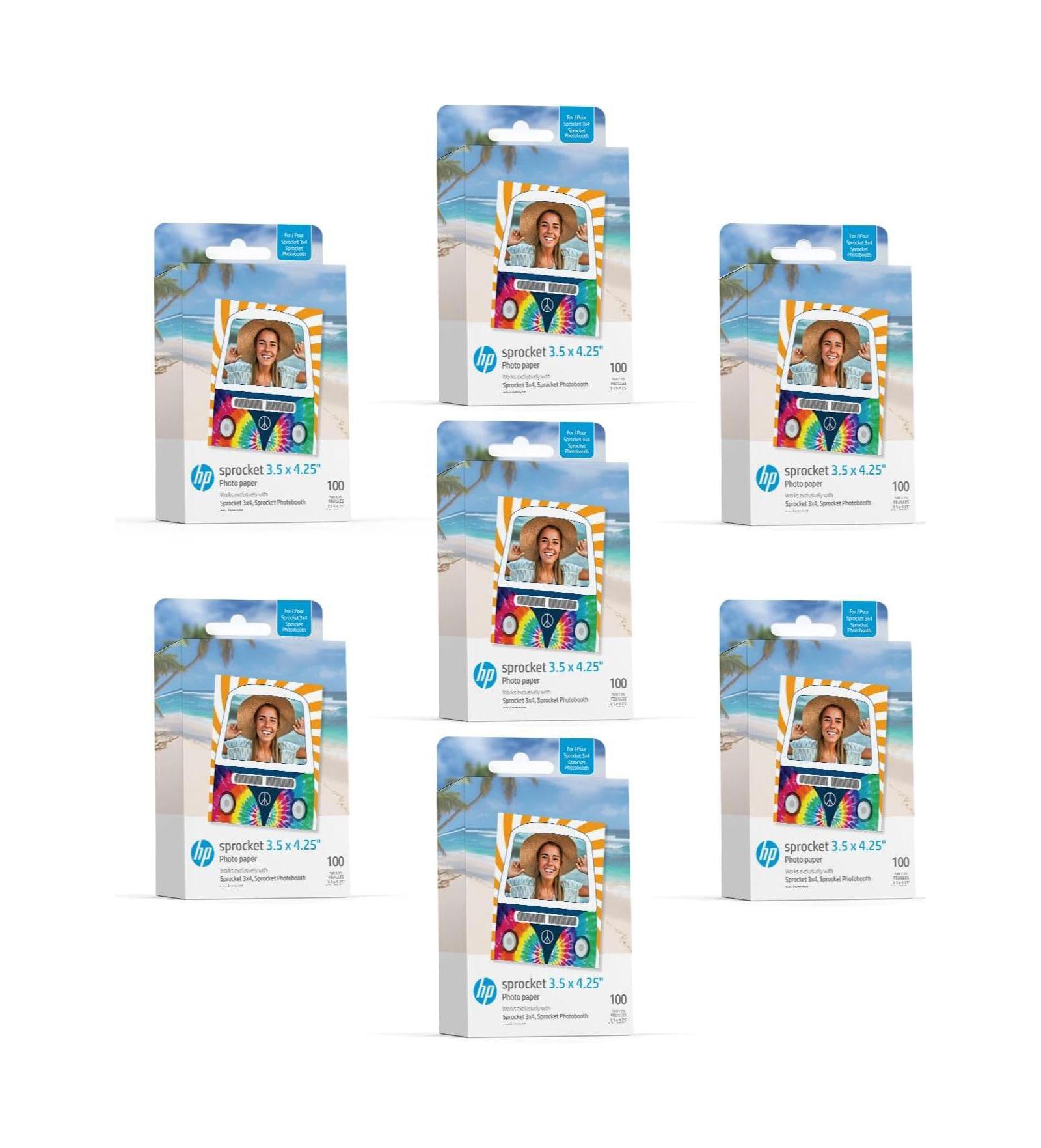 HP 3.5" x 4.25" Sticky-Backed Zink Photo Paper (700-Pack), Compatible With HP Sprocket 3x4 and Photobooth