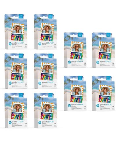 HP 3.5" x 4.25" Sticky-Backed Zink Photo Paper (1000-Pack), Compatible With HP Sprocket 3x4 And Photobooth