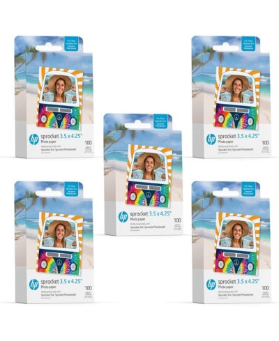 Фотобумага HP Zink Sticky-Backed, 3.5" x 4.25", 500 шт., совместима с HP Sprocket