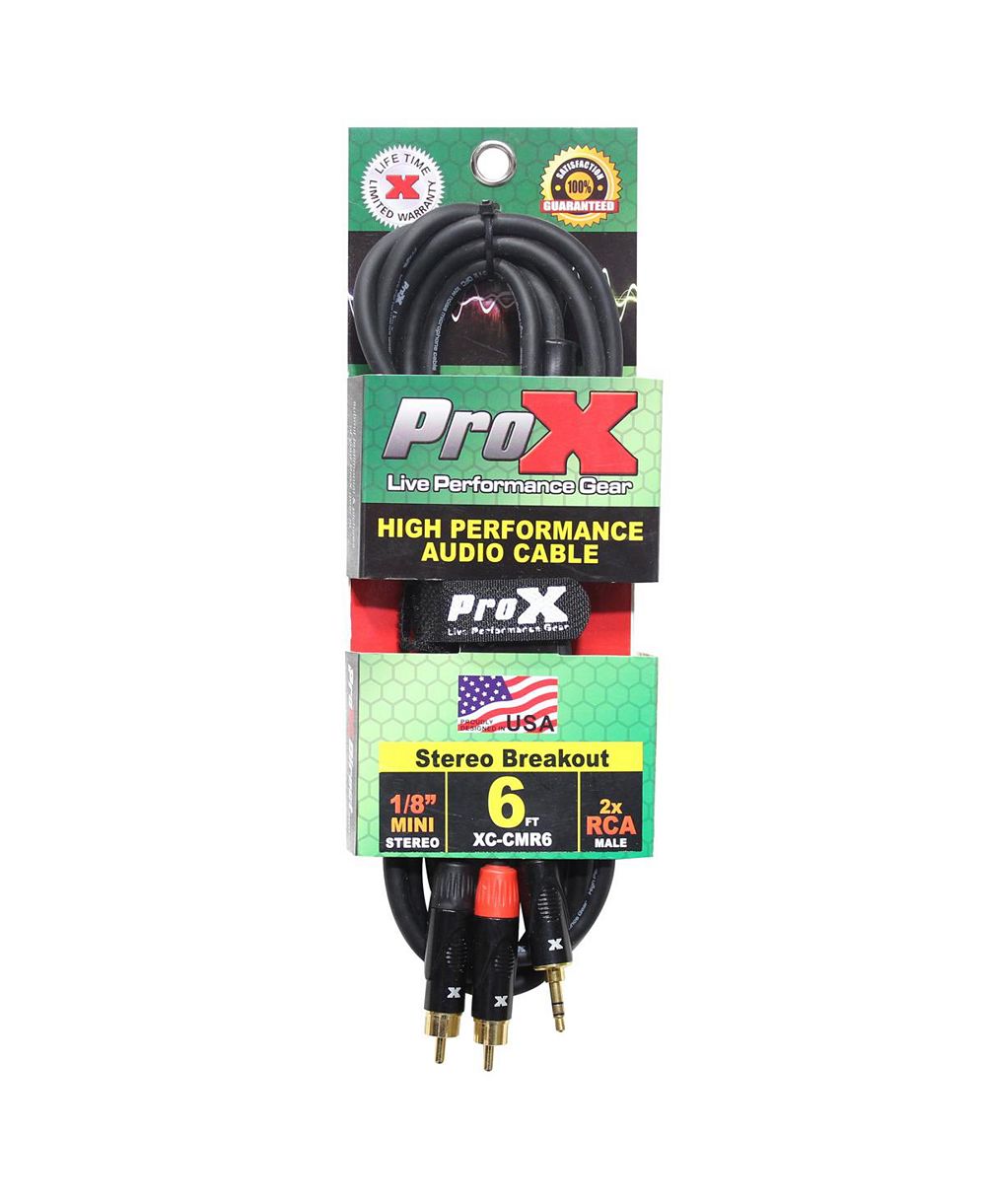 Аудиокабель ProX XC-CMR6 Oxygen-Free Copper Braided Audio Cable 6 ft., 1/8" TRS to Dual RCA