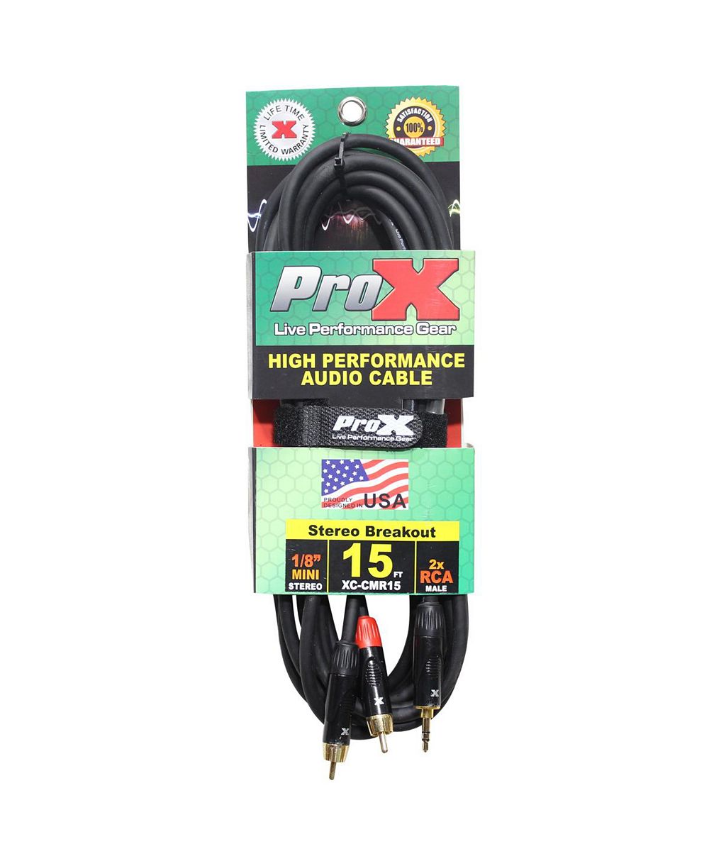 ProX XC-CMR15 высокопроизводительный аудикабель 15' 1/8" TRS на два RCA-M