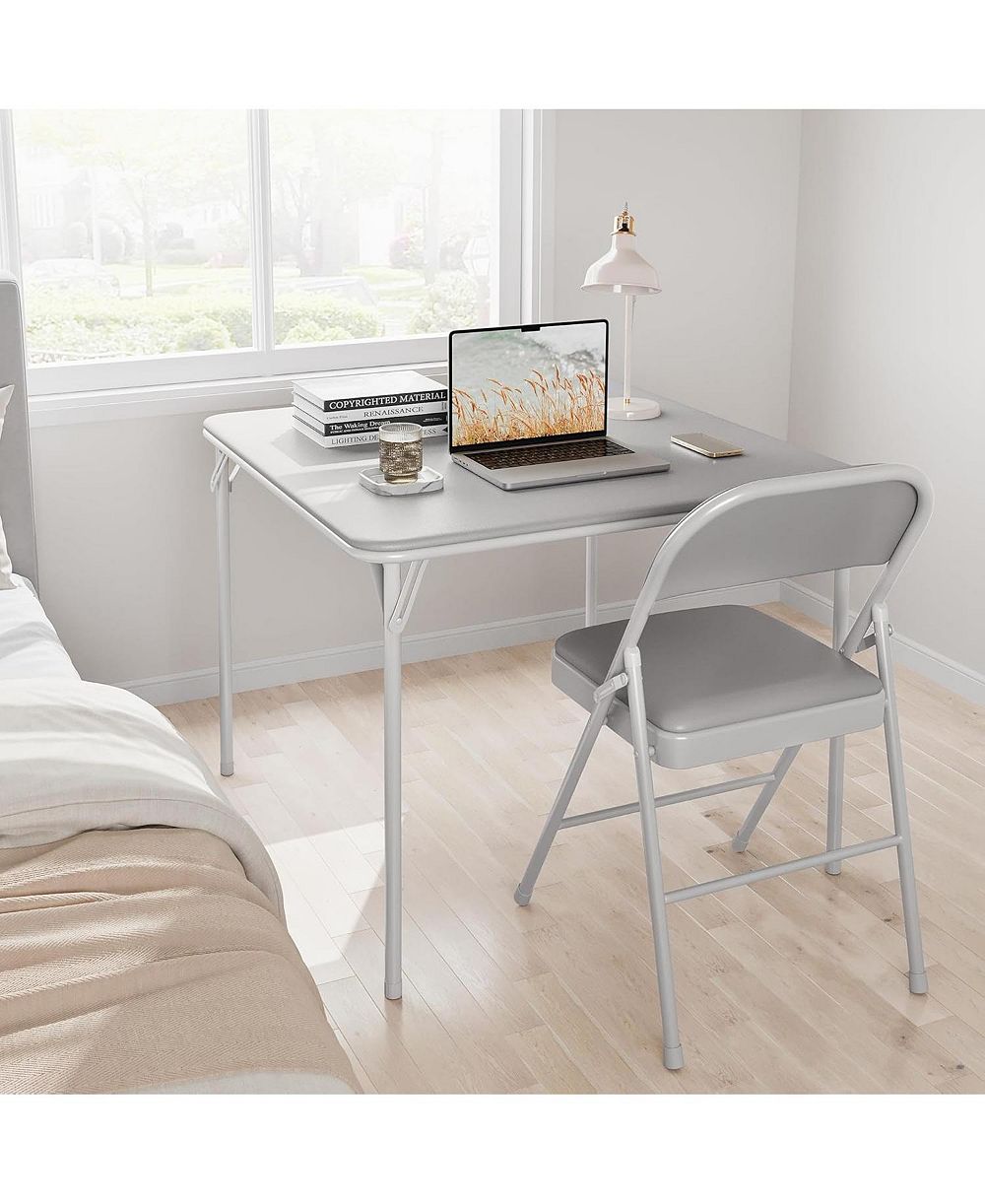 gaomon 33.6" Square Folding Table With PU Leather Cushion Top, Heavy-Duty Portable Table For Home & Office