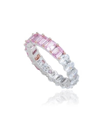 Кольцо Suzy Levian New York Levian Sterling Silver Emerald-Cut and Oval-cut Duo Eternity Band