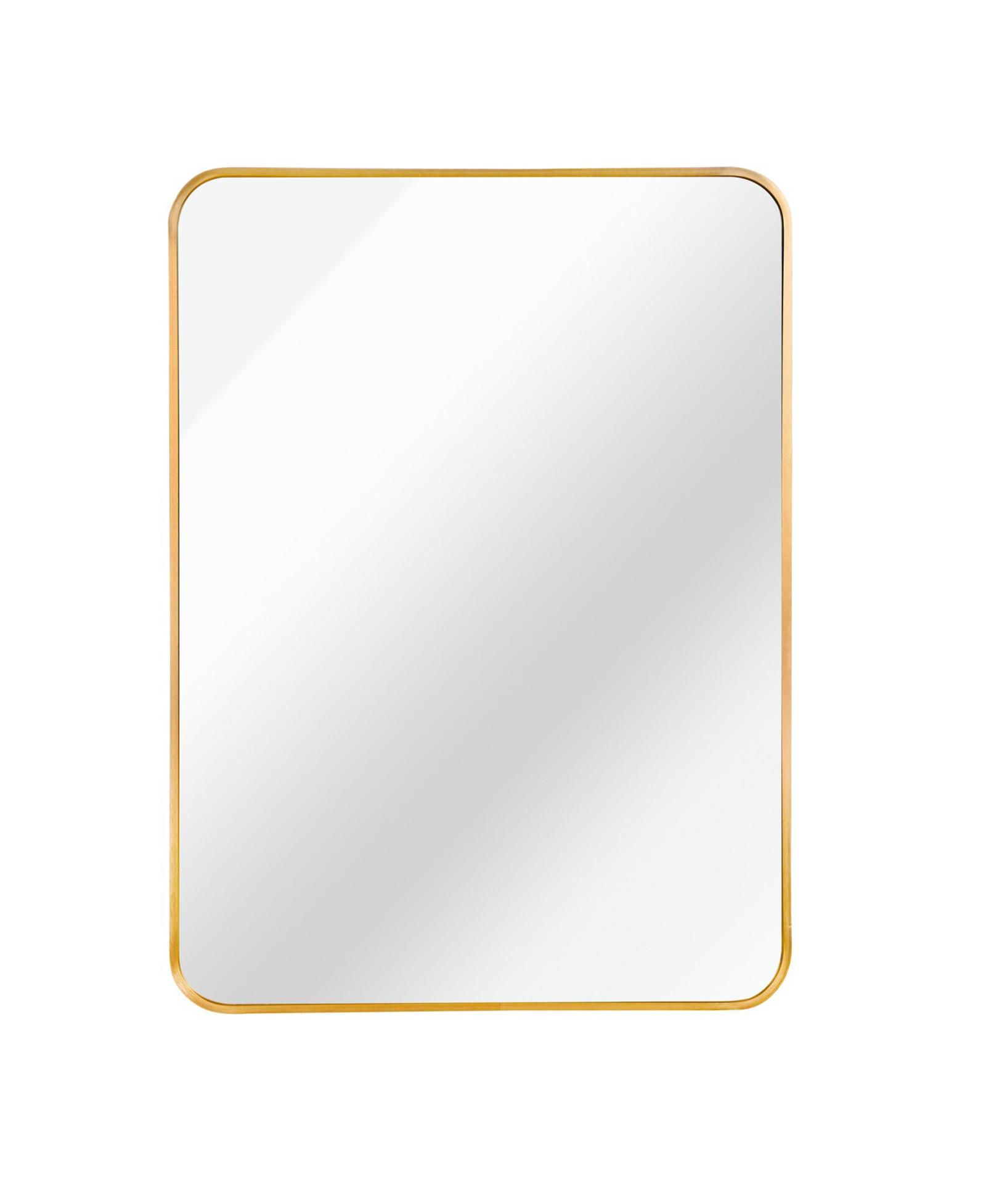 PHYING Modern Rectangular Gold Metal Framed Mirror Waterproof Anti Corrosion HD Wall Mounted Vanity Mirror Stylish Decorative Mirror