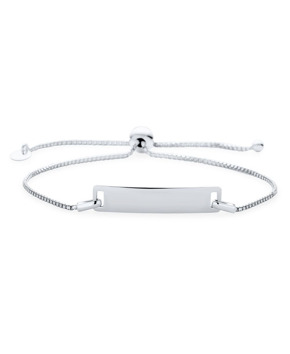 Bling Jewelry Dainty Blank Name Plated Identification ID Bolo Bracelet