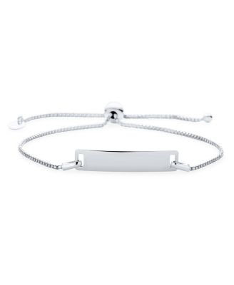 Bling Jewelry Dainty Blank Name Plated Identification ID Bolo Bracelet