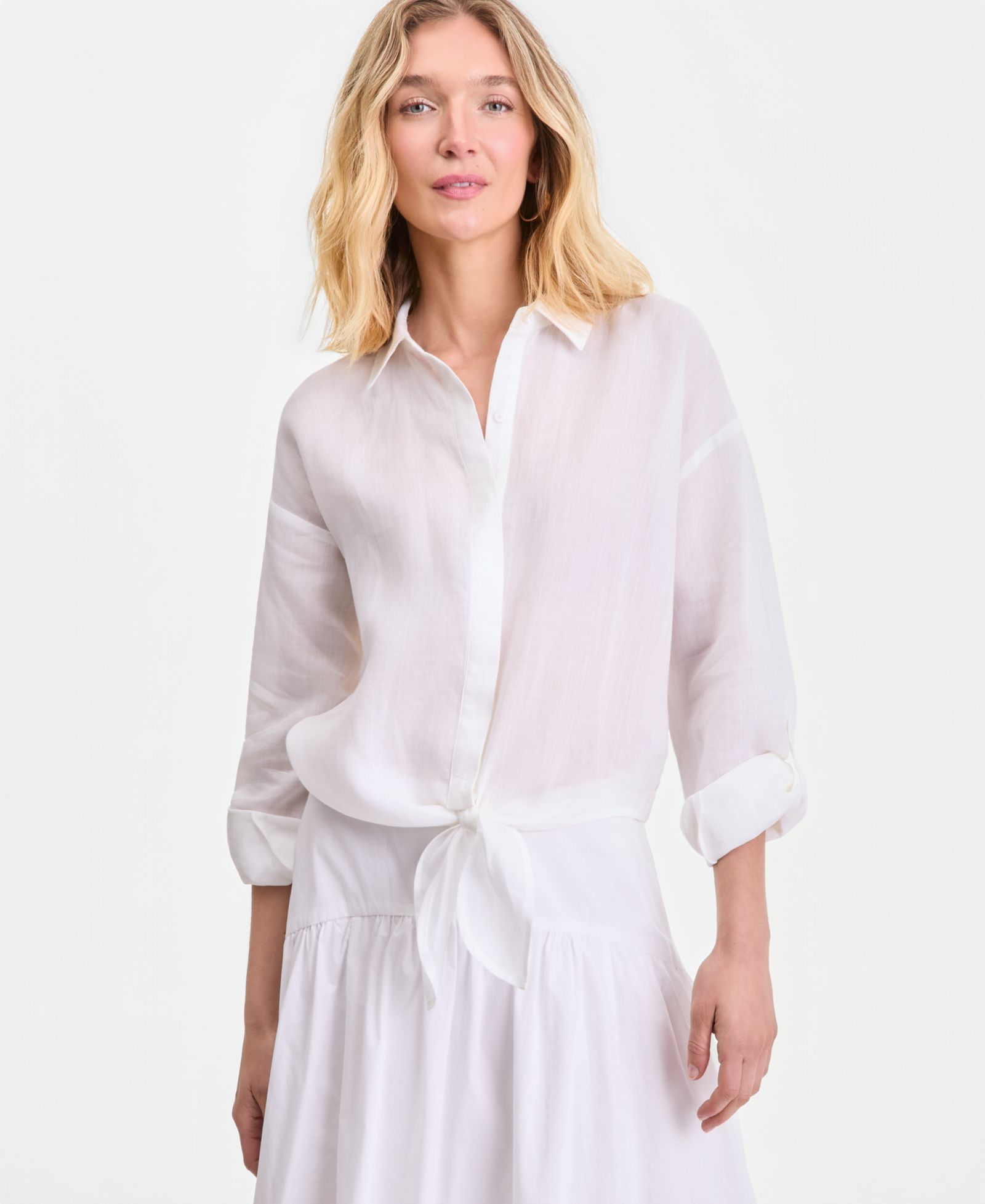I.N.C. International Concepts Women's Ramie Button-Front Tie-Hem Shirt, Macy's Exclusive